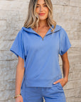 Karina Casual Zipped Short Sleeve Hoodie and Shorts Set