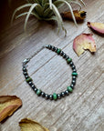 Sterling Silver Pearls with Green Turquoise Rondelles Bracelet