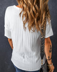 Textured Grommet Short Sleeve Top
