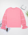 Brielle Lace Ruffled Sleeve Patchwork Loose Sweatshirt