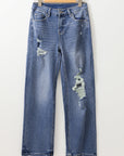 Madilyn Distressed Raw Hem Straight Leg High Waist Jeans