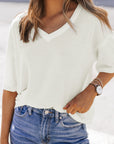 Jennifer Waffle Knit Drop Shoulder Loose Top