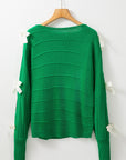 Bow Cut-Out Round Neck Sweater