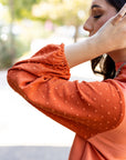 June Swiss Dot Balloon Sleeve Loose Blouse