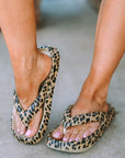 Leopard Thick Sole Flip Flops