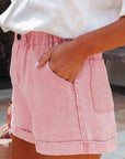 Melany Vintage Washed Frilled High Waist Denim Shorts