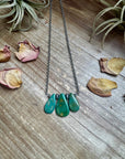 16-Inch Green Turquoise Necklace with Sterling Silver Pearls