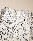 Abstract Balloon Sleeve Blouse