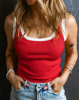 Colorblock Edge Ribbed Tank Top