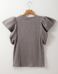 Brynn Textured Flutter Sleeve Top
