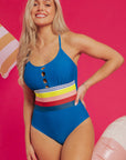Romina Contrast Stripe Accent Crisscross One Piece Swimwear