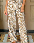 Leopard Drawstring Elastic Waist Pants