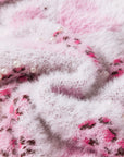 Valentine Leopard Heart Pearl Beaded Fuzzy Sweater