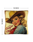 Vintage Cowgirl Up Throw Pillow Case 18 x 18 Made in America