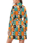 Western Patchwork Women's Belted Satin Feel Dressing Lounge Robe
