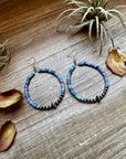 Hoop Earrings with Purple Dolomite Heishi & Sterling Silver Pearls