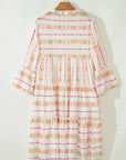 Winnie Bracelet Sleeve Slit Neck Ruffled Loose Dress