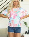 Kaeli Bowknot Waffle Crewneck Loose Short Sleeve Top