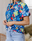 Floral V-Neck Puff Sleeve Blouse