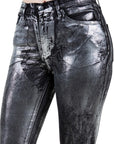 Metallic Bell Bottom Jean in Black- Inseam 30