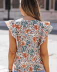 Erin Floral Shirred Ruffle Sleeve Blouse