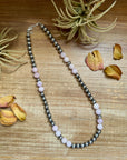 Faceted Kunzite & Sterling Silver Necklace – 8 mm Pearls – 20 Inch