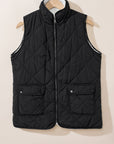 Solid Fleece Lined Quilted Vest Coat