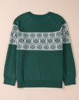 Plus Size Christmas Snowflake Crewneck Sweater