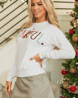 Thankful Embroidered Ribbed Trim Thanksgiving Sweater
