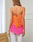 Fringe Overlay Cross Straps Party Cami Top