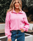 Evangeline Embroidered Flower Buttons Pullover Sweatshirt