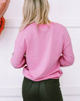 Lilah Pearl Detail Ribbed Crew Neck Sweatshirt
