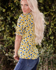 Nova Short Sleeve Frill Mock Neck Blouse