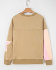 Star Patchwork Reverse Seam Drop Shoulder Sweatshirt