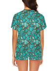 All Turquoise Women's Top and Shorts Pajama Set