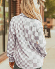 Rebecca Checkerboard Flap Pocket Button Front Shacket