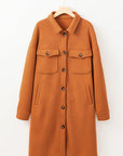 Textured Collared Button-Up Drop Shoulder Coat