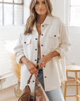 Rosalie Textured Flap Pocket Buttoned Shacket