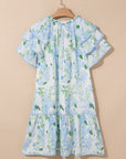 Madalyn Floral Contrast Edge Layered Short Sleeve Mini Dress