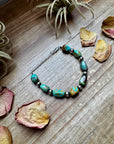 Turquoise Nugget & 6mm Sterling Silver Pearl Bracelet