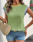 Colorblock Corded Knit Crewneck Tee