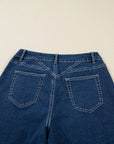 Denim Stitch High-Waist Cuff Jeans