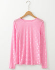 Bow Mesh Long Sleeve Top