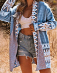 Aztec Geometric Open Front Cardigan