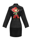Be My Valentine Women's Long Sleeve Belted Satin Feel Dressing Lounge Robe