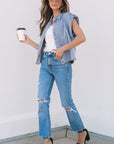 Emelia Denim Pinup Folded Cap Sleeve Shirt