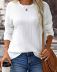 Jane Round Neck Drop Shoulder Textured Knit Top