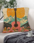 Baha Ranch Retro Pop Western Pink Guitar Pillow Case Made in America