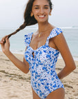 Mya Floral Ruffled Strap One Piece Swimsuit