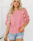 Aliza Applique Mesh Half Sleeve Blouse